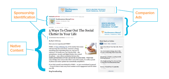 Get in-depth breakdowns of native ads like this example from Forbes.com